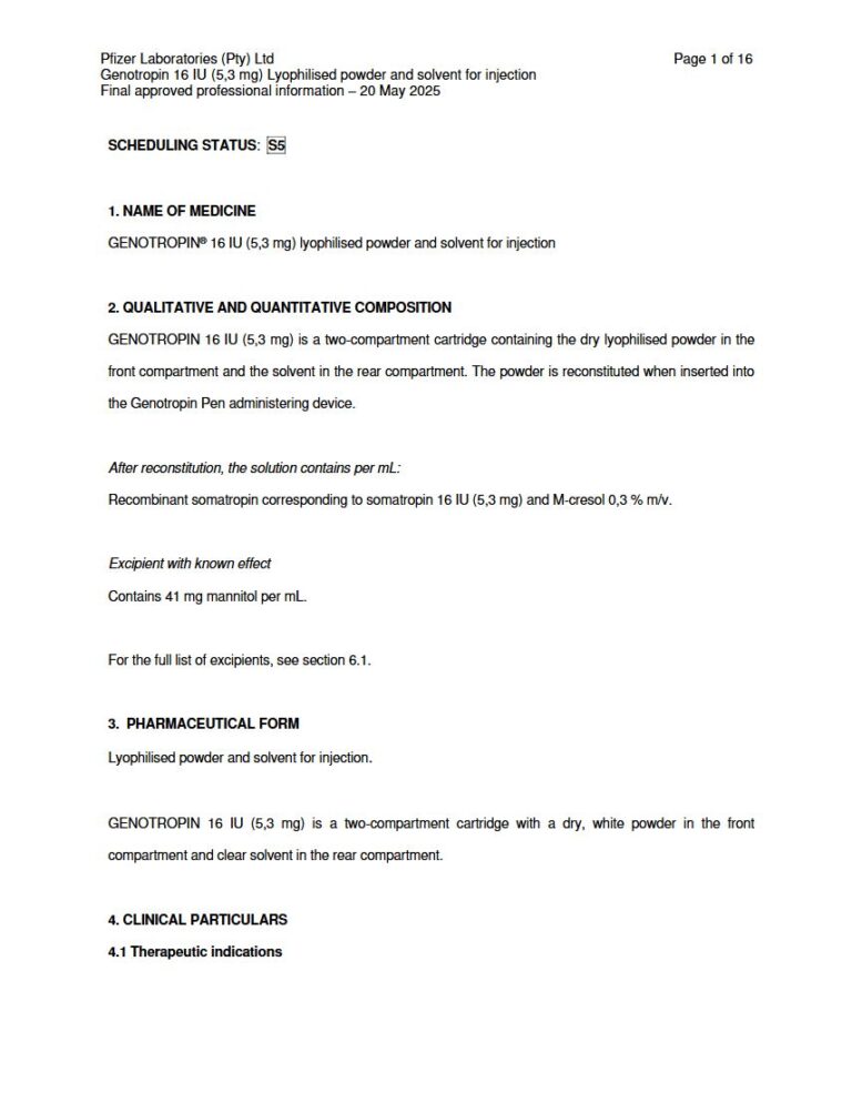 Genotropin 5,3 mg Lyophilised powder and solvent for injection package insert preview