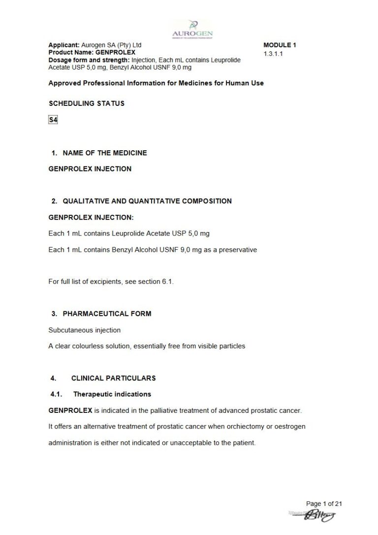 Genprolex 5 mg, 9 mg Injection package insert preview