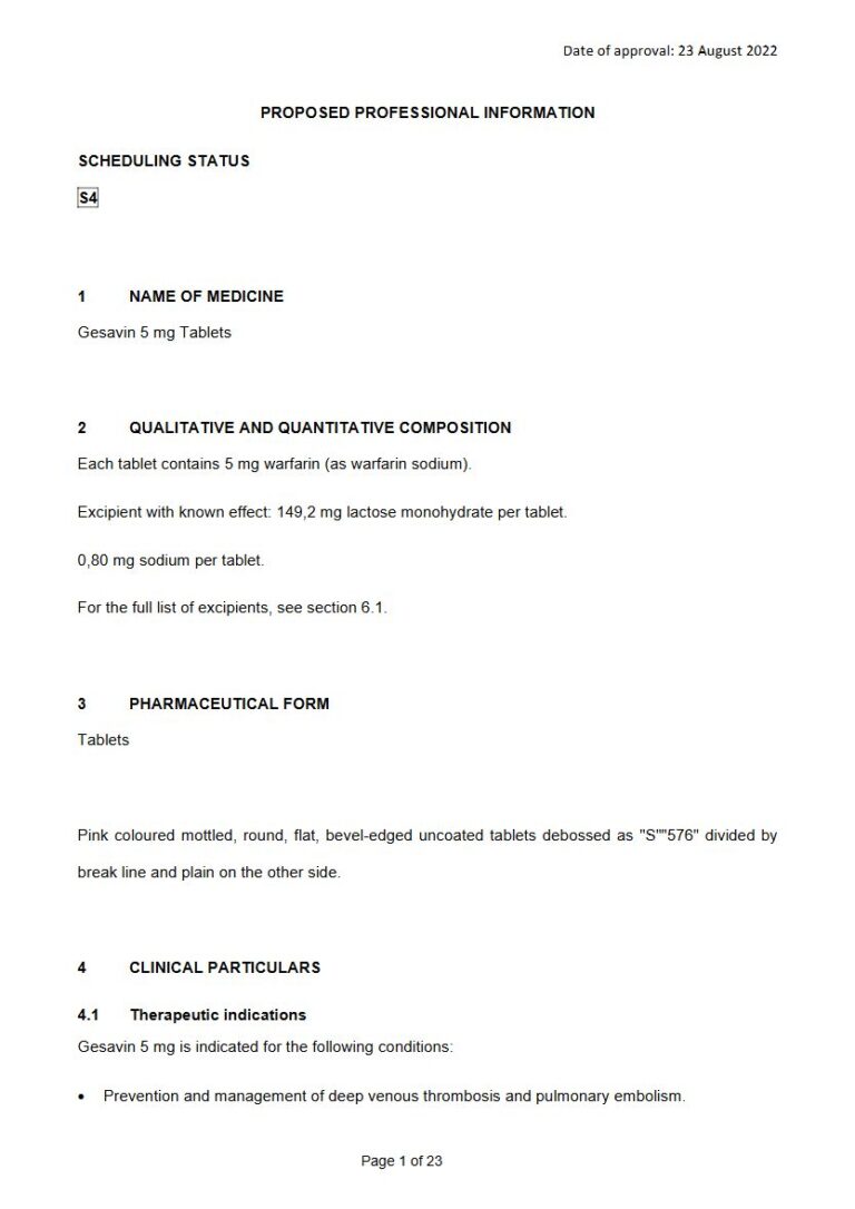 Gesavin 5 Mg Tablets package insert preview