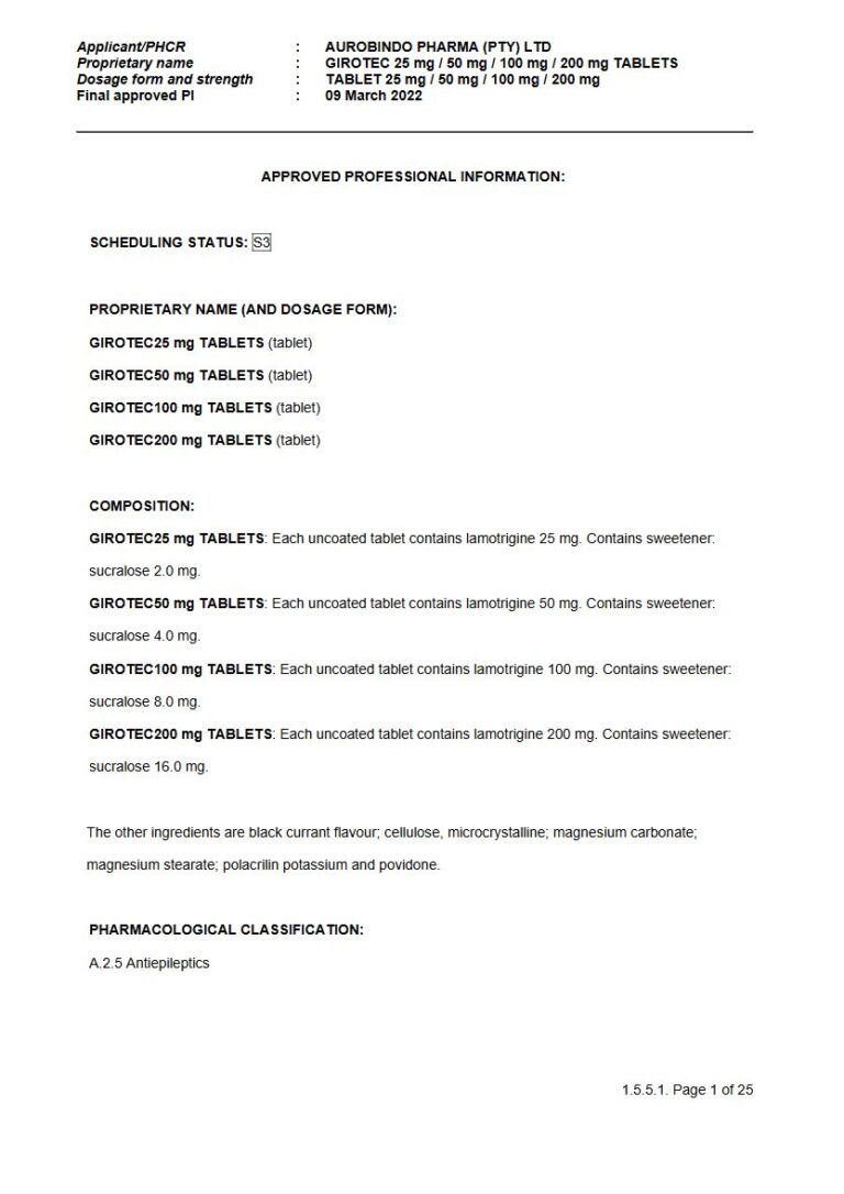 Girotec 25 Mg/50 Mg/100 Mg/200 Mg Tablets package insert preview