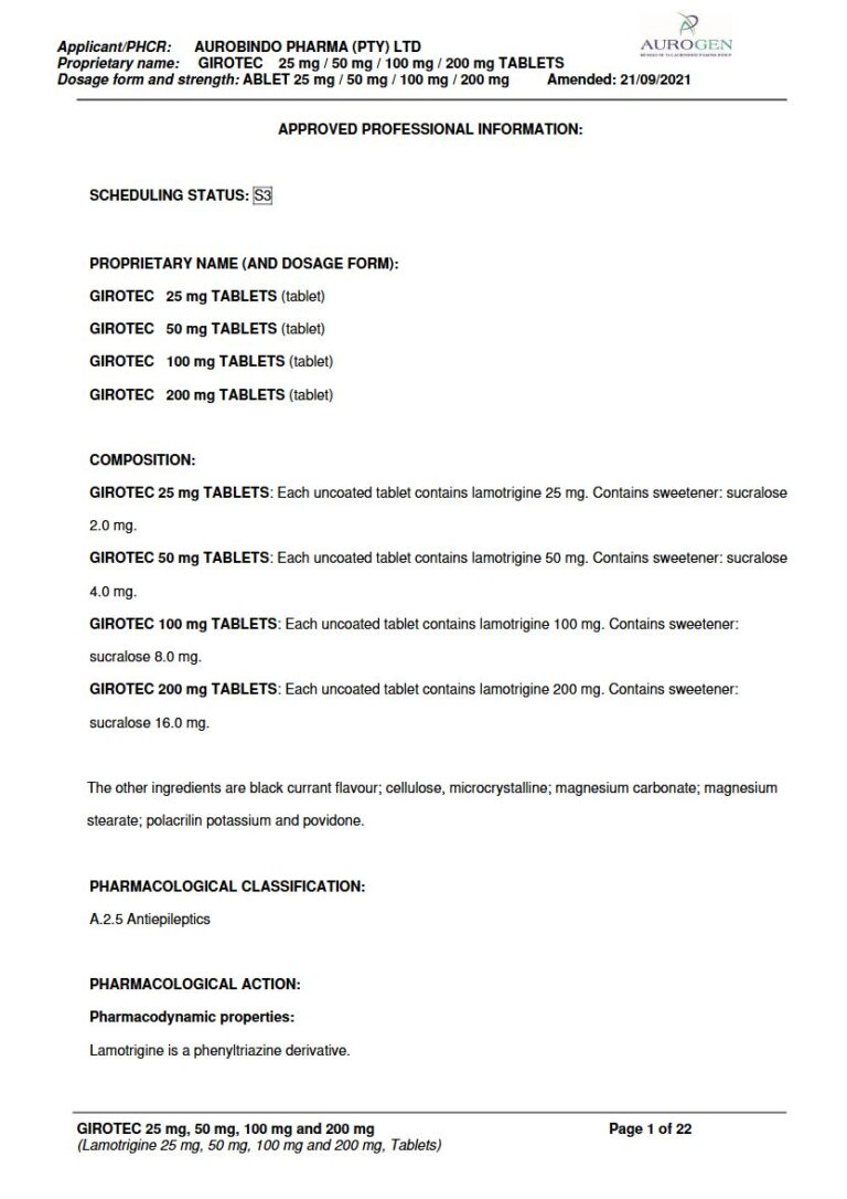 Girotec 25 mg / 50 mg / 100 mg / 200 mg TABLETS package insert preview