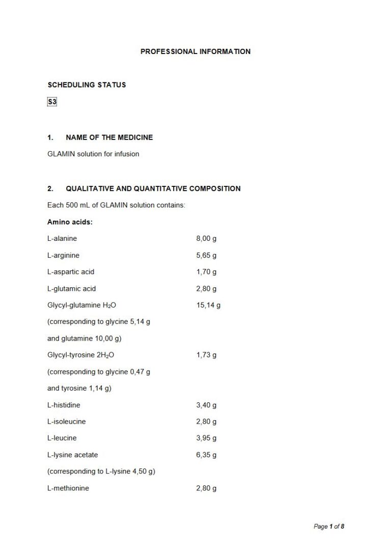 Glamin 500 mL Solution for infusion. package insert preview