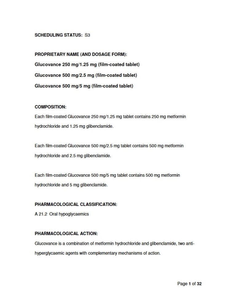 Glucovance 1.25mg. 250mg Tablet package insert preview