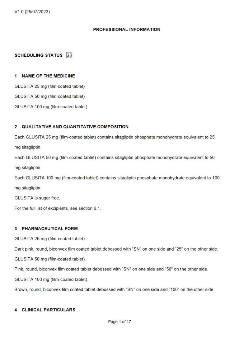 Glusita 100 Mg/25 mg/50 mg Tablets package insert preview