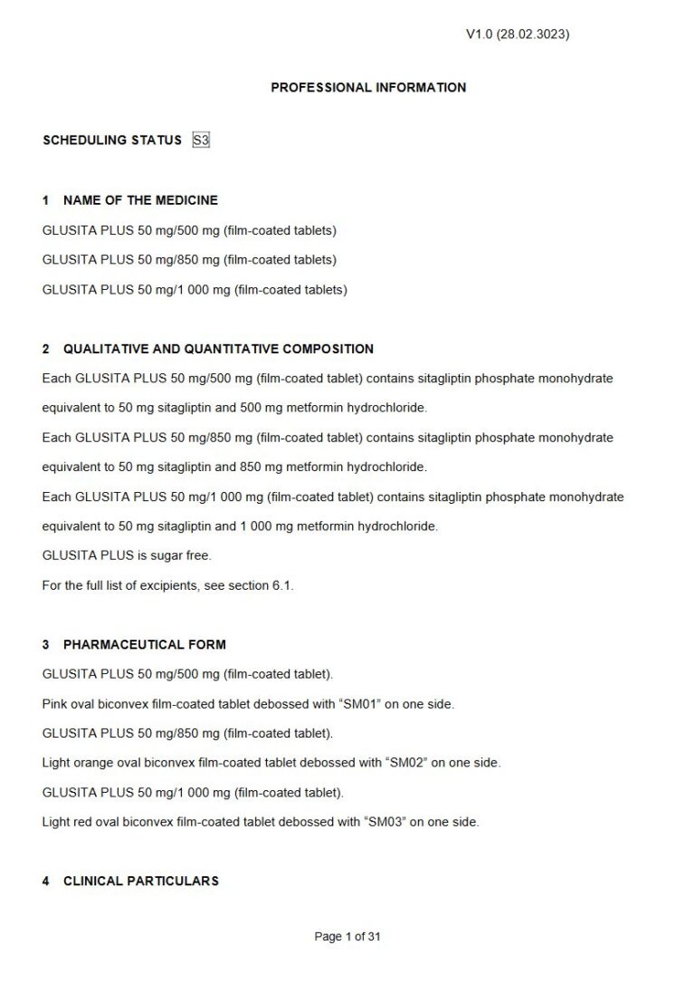 Glusita Plus 500 Mg/850 Mg/1000 Mg/50 mg Tablets package insert preview