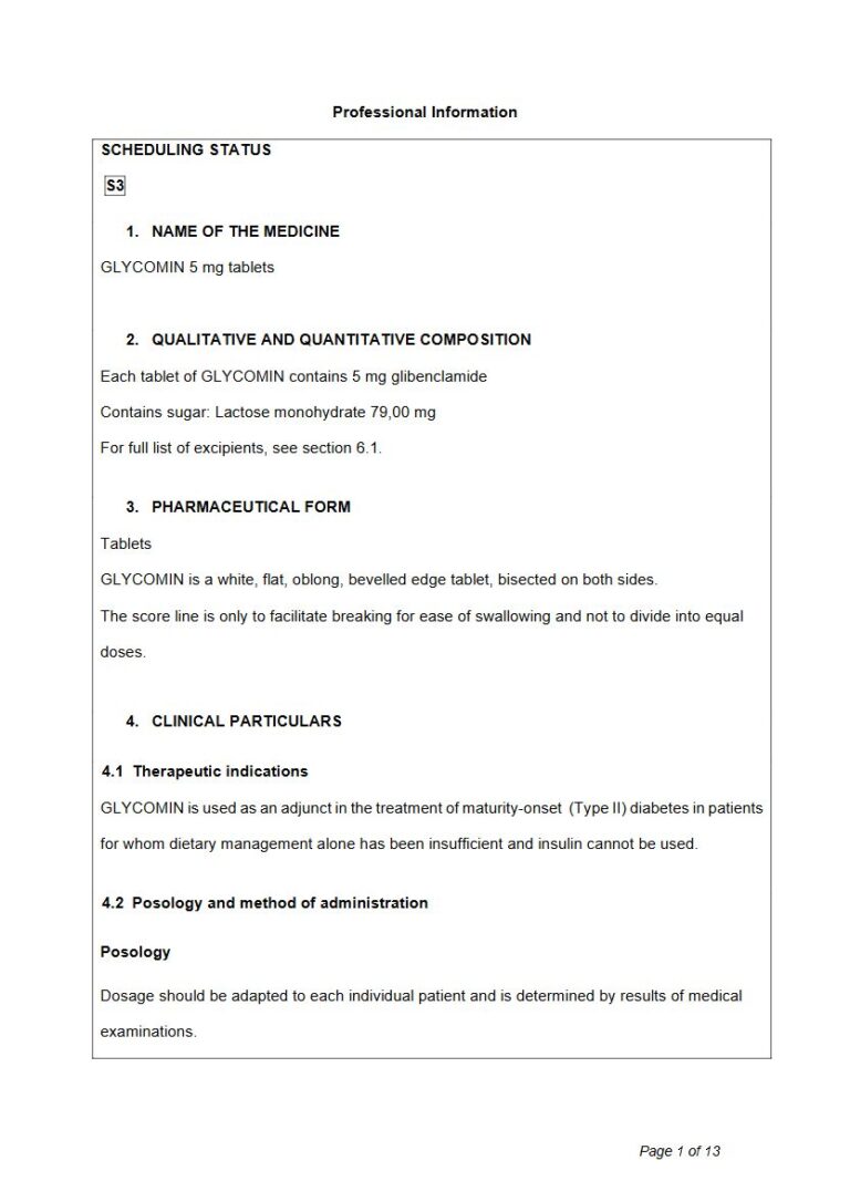 Glycomin 5 Mg Tablets package insert preview