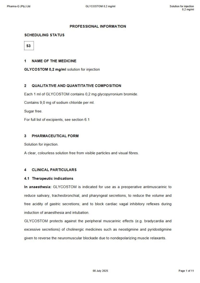 Glycostom 0,2 mg/ml Solution for injection package insert preview