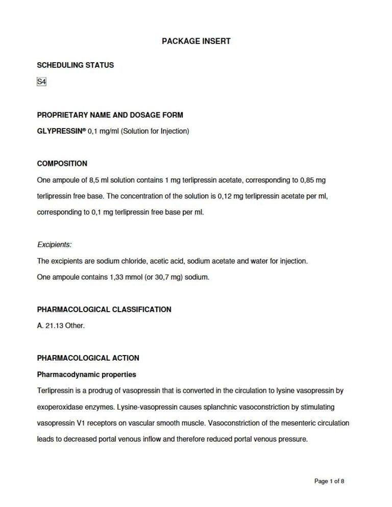 Glypressin 0,1 mg/ml Solution for Injection package insert preview