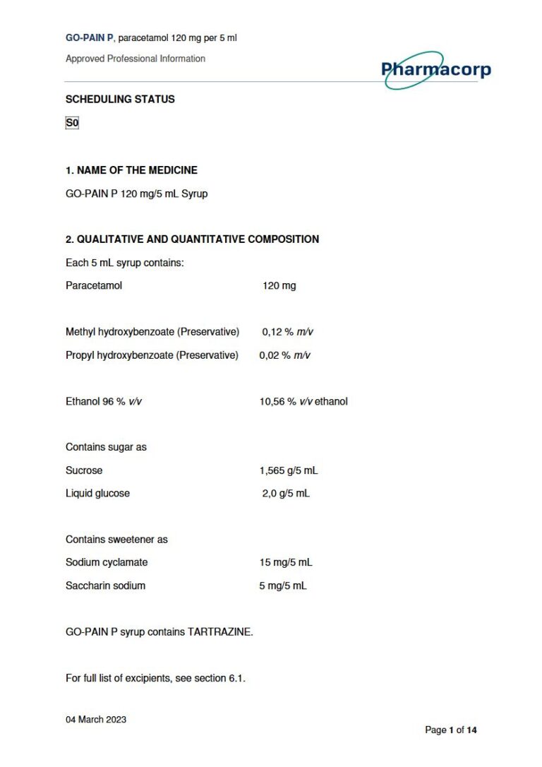 Go-Pain P 120 mg/5 mL Syrup package insert preview