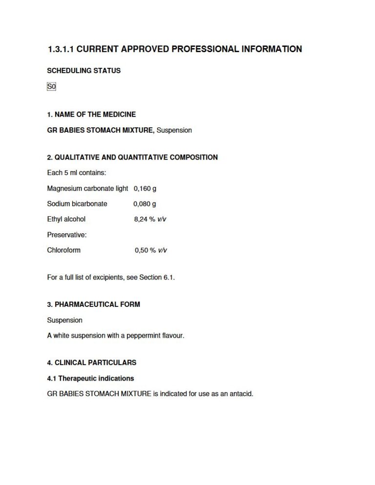Gr Babies Stomach Mixture 5 ml Suspension package insert preview