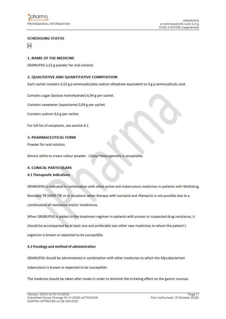 Granupas 5,52 g Powder for oral solution. package insert preview