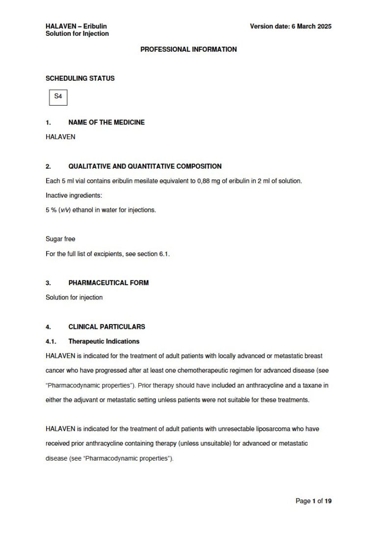 Halaven 2ml Solution for injection package insert preview