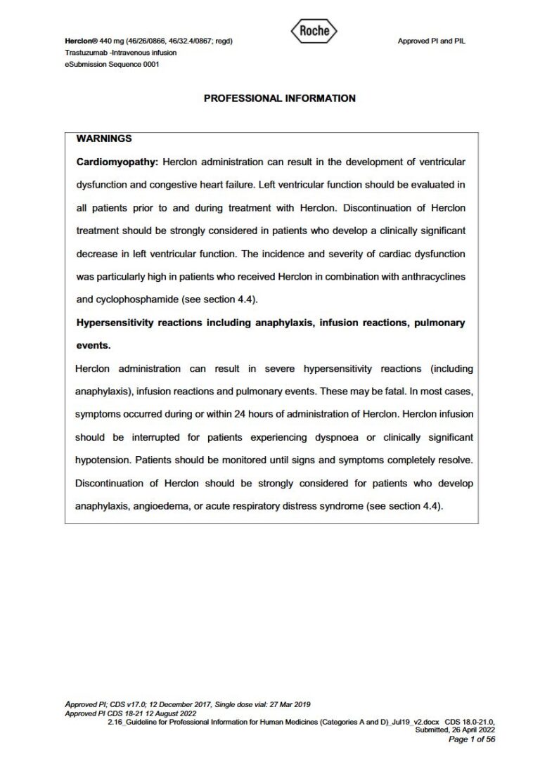 Herclon Range 440 mg. 20 m_ Water for Injection. Infusion package insert preview