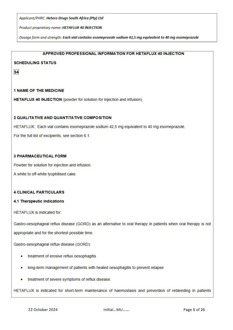 Hetaflux 40 mg Solution package insert preview