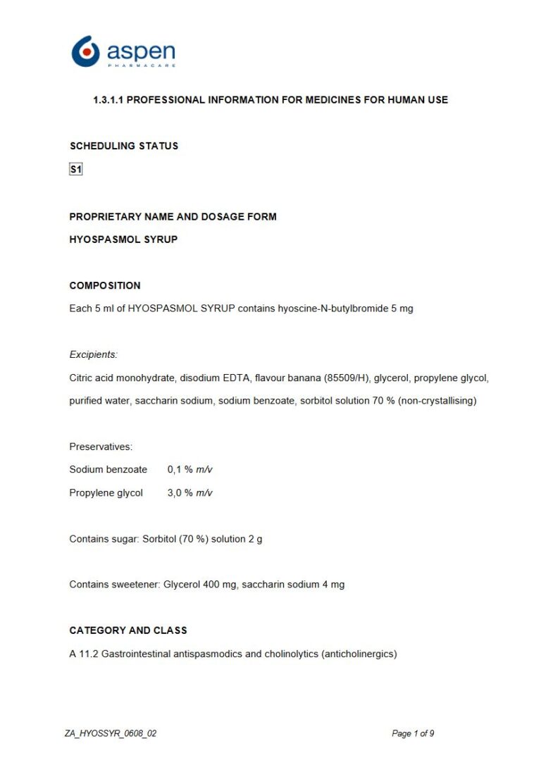 Hyospasmol Syrup 5 ml SYRUP package insert preview