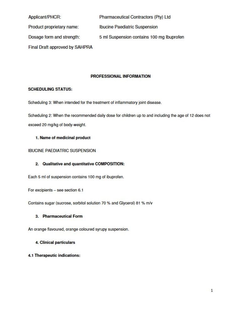 Ibucine Paediatric Suspension 5 ml Suspension package insert preview