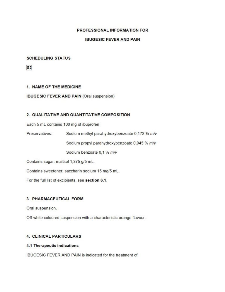 Ibugesic Fever And Pain 100 mg Oral suspension package insert preview