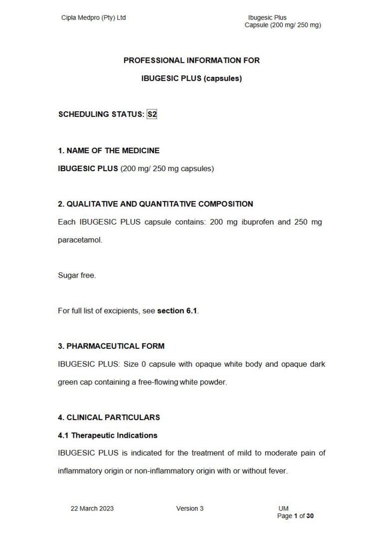 Ibugesic Plus 200 mg/ 250 mg Capsule package insert preview