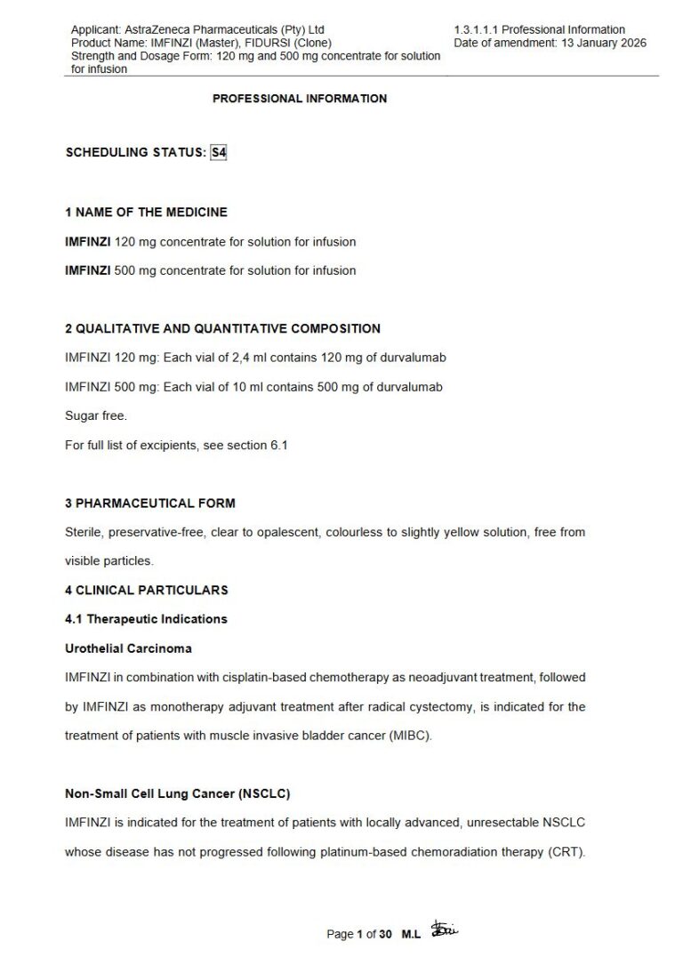 Imfinzi 120 mg/2,4 ml/500 mg/10 ml Solution package insert preview