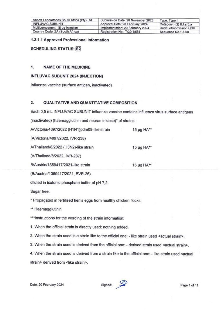 Influvac Subunit Suspension package insert preview