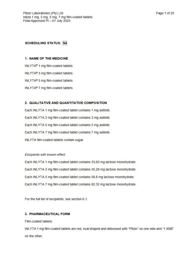 Inlyta 1 mg, 3 mg, 5 mg, 7 mg Film-coated tablets. package insert preview