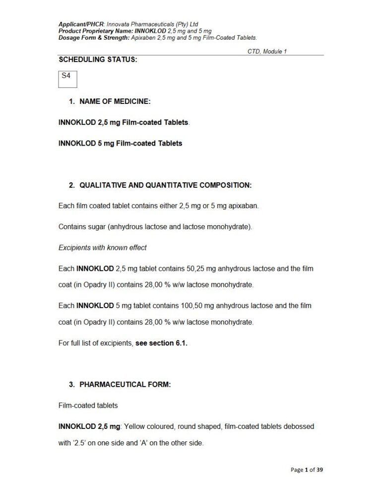 Innoklod 2,5 mg and 5 mg Film-coated tablets package insert preview