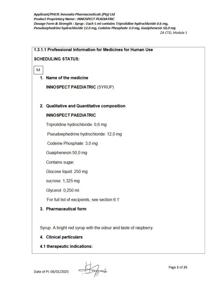Innospect Paediatric 5 ml SYRUP package insert preview