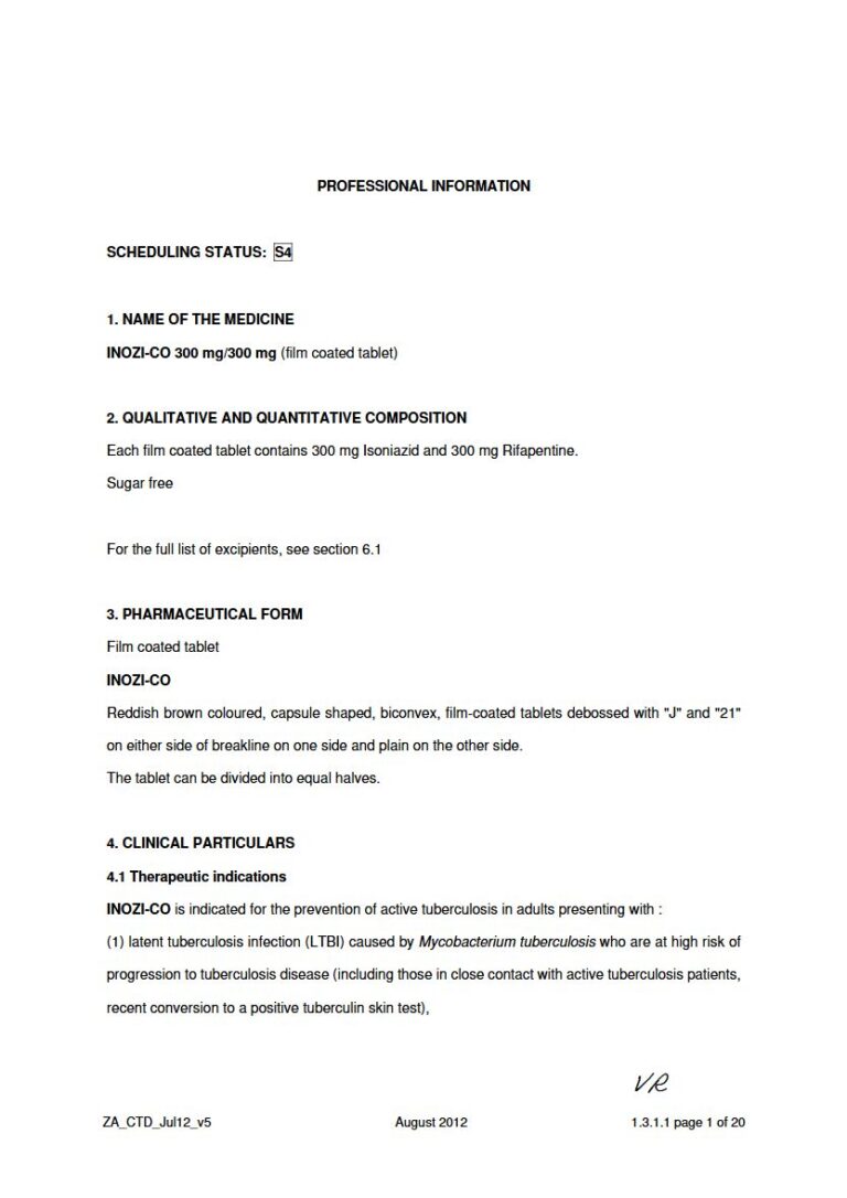 Inozi-Co 300 mg Tablets package insert preview