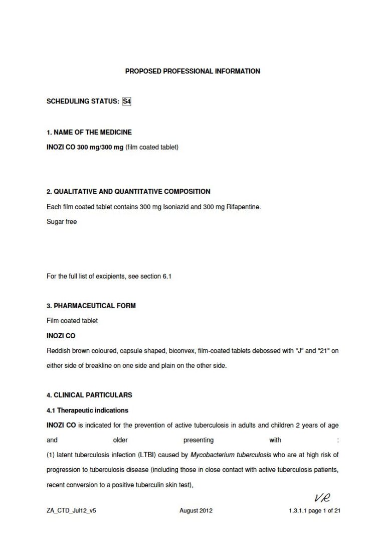 Inozi-Co 300mg Tablet package insert preview