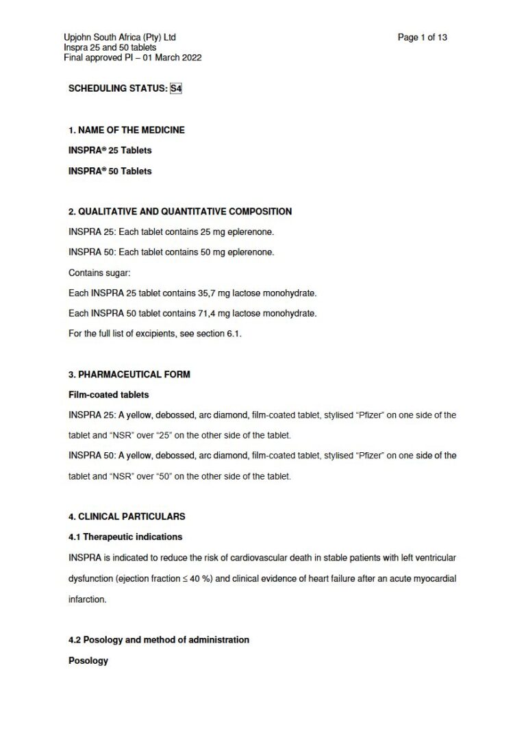 Inspraa 25mg and 50mg FC tablet package insert preview