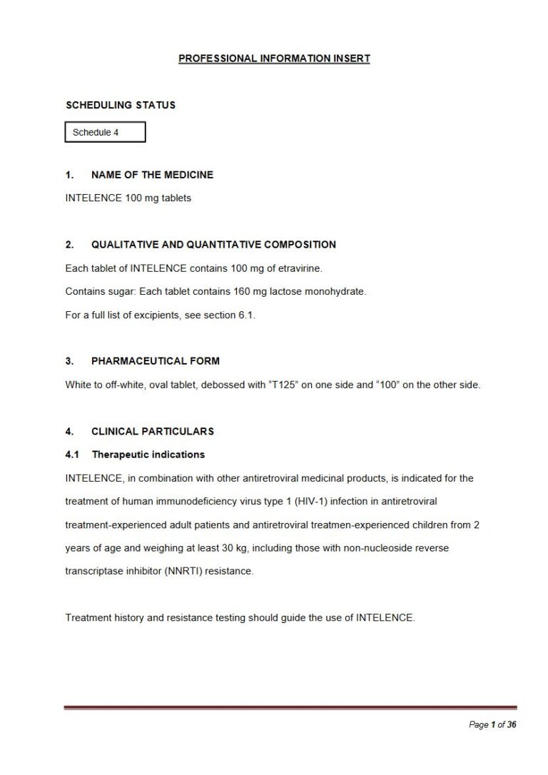 Intelence 100 mg Tablets package insert preview
