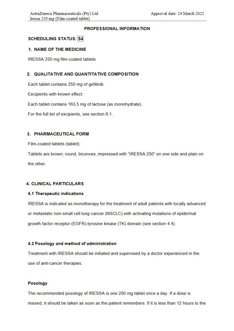 Iressa 250 Mg Film-Coated Tablets package insert preview