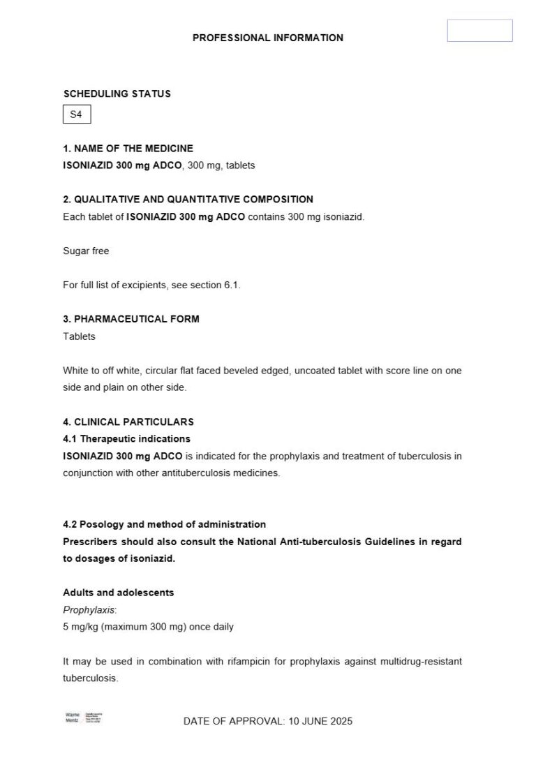 Isoniazid 300 Adco 300 mg Tablet package insert preview