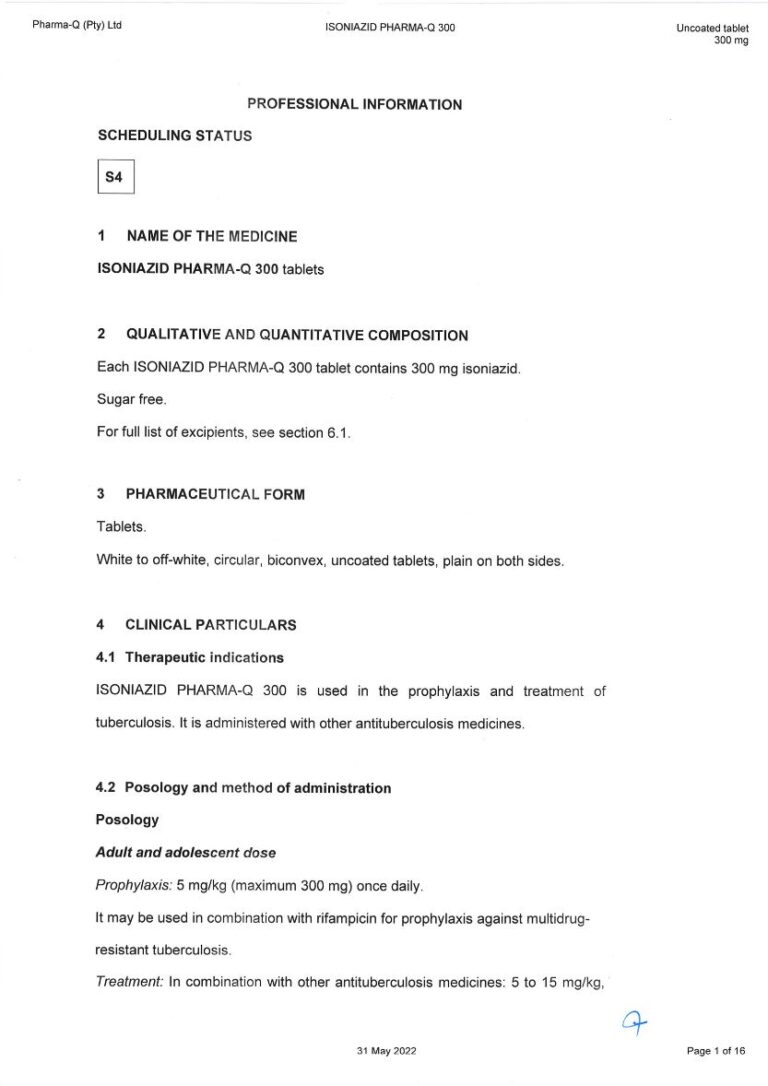 Isoniazid 300 Mg Tablets package insert preview
