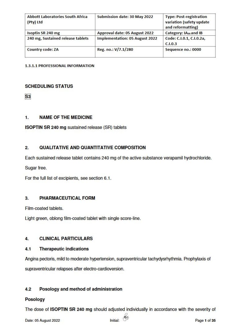 Isoptin Sr 240 Mg Film-Coated Tablets package insert preview