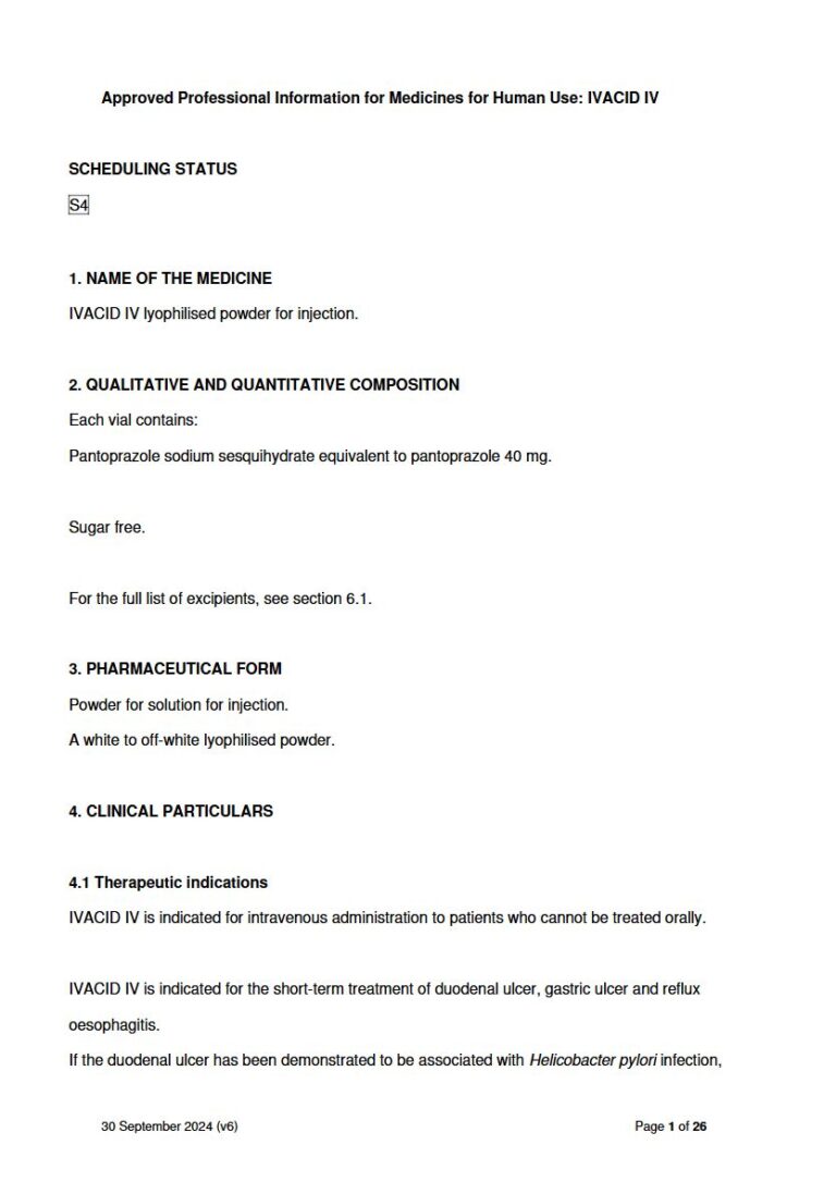 Ivacid Iv Lyophilised 40 mg Solution package insert preview