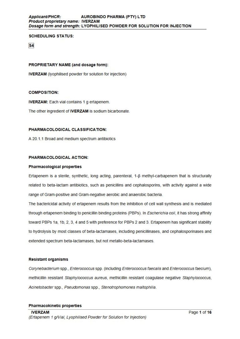 Iverzam 1 g Lyophilised powder for solution for injection package insert preview