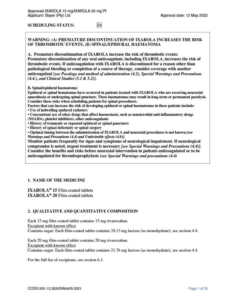 Ixarola 15 Mg/20 Mg Film-Coated Tablets package insert preview