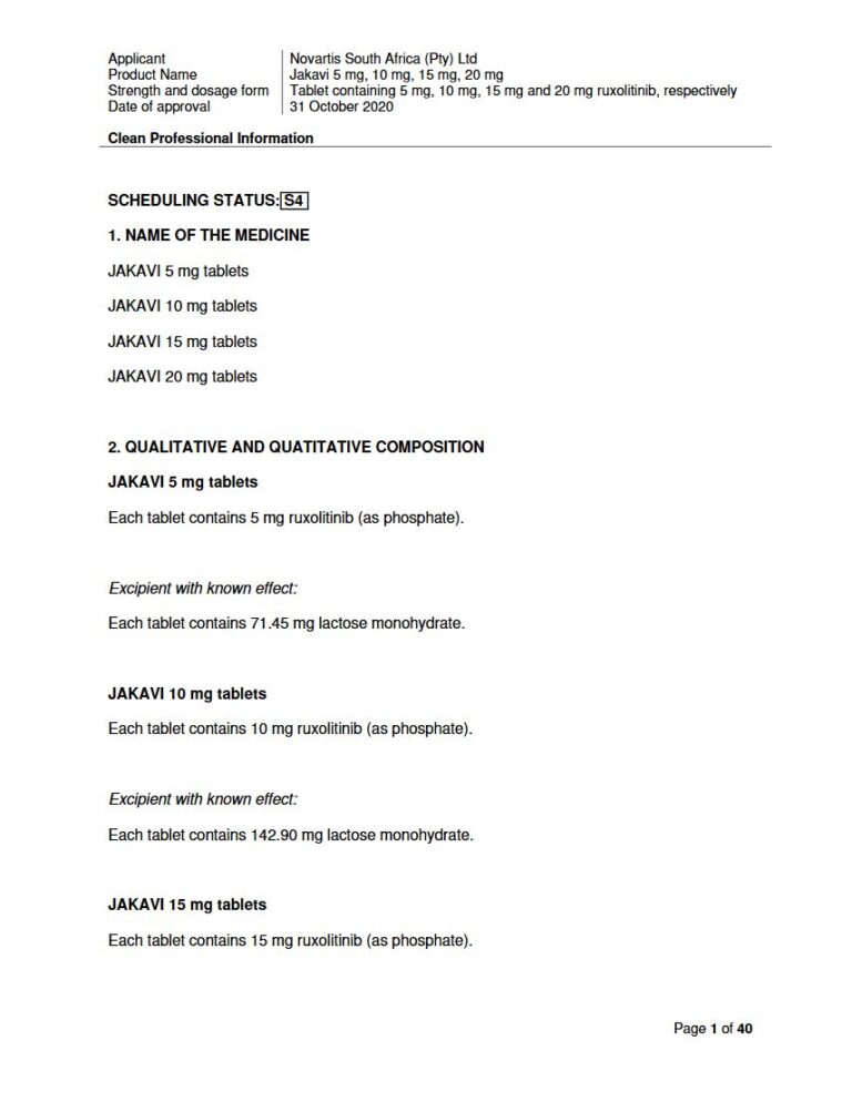 Jakavi 5 Mg/10 Mg/15 Mg/20 Mg Tablets package insert preview