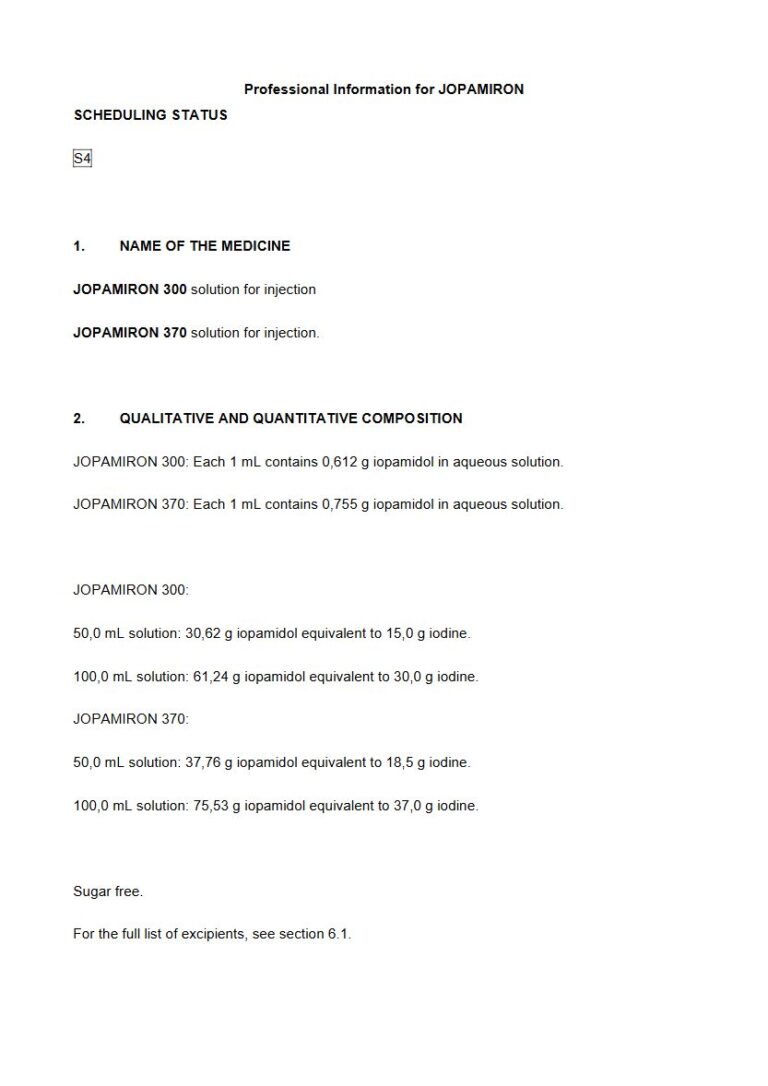 Jopamiron 50,0 mL Solution for injection. package insert preview