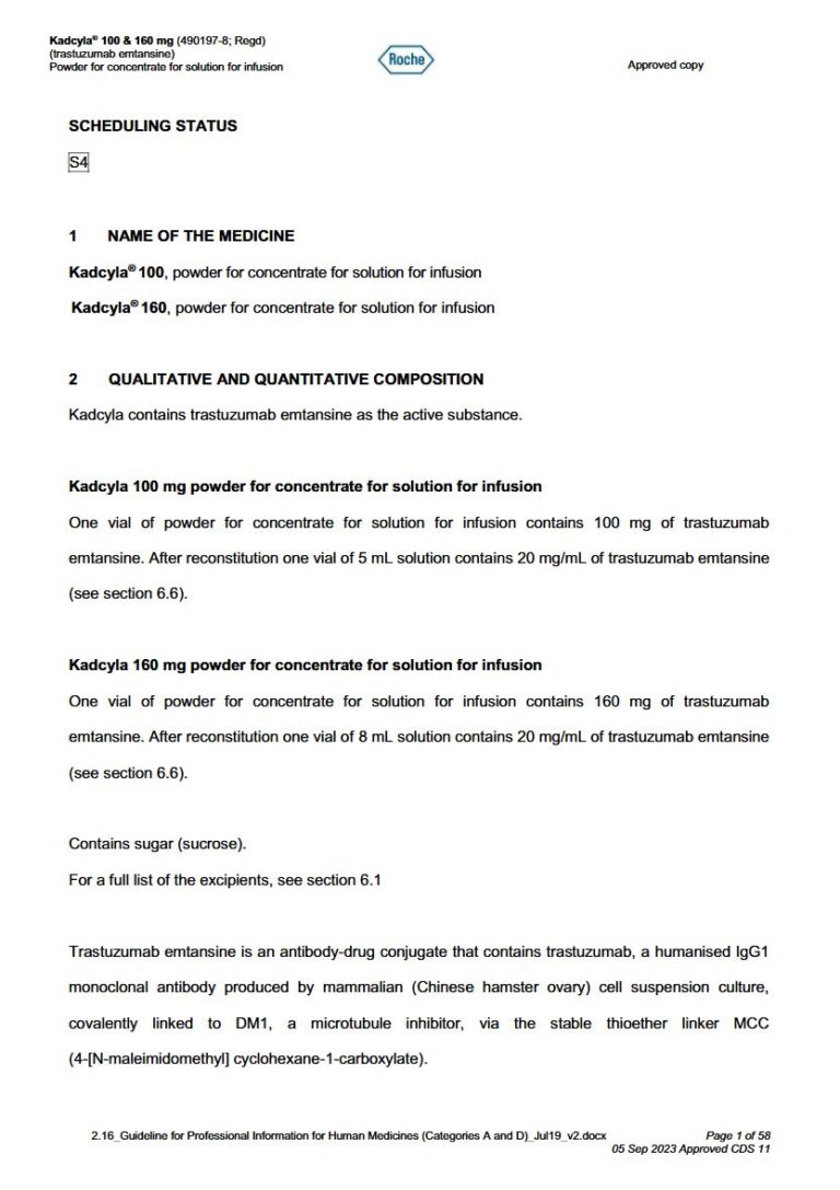 Kadcyla 160 Mg Solution package insert preview