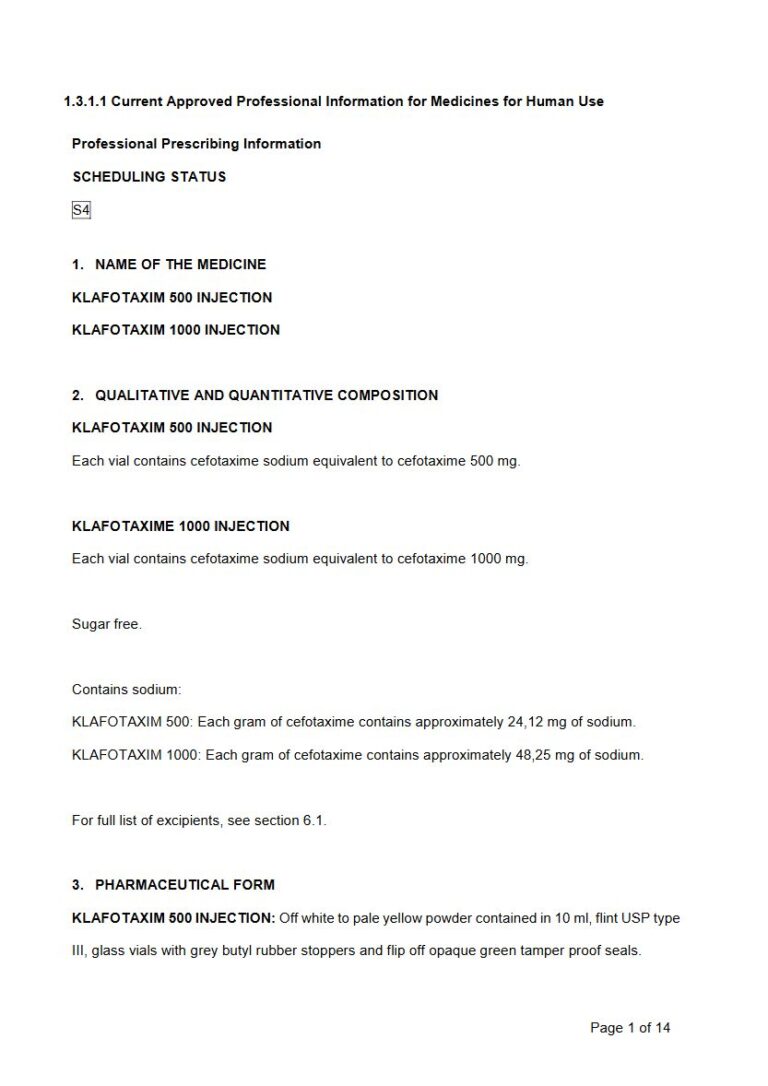 Klafotaxim 500 mg.1000mg INJECTION package insert preview