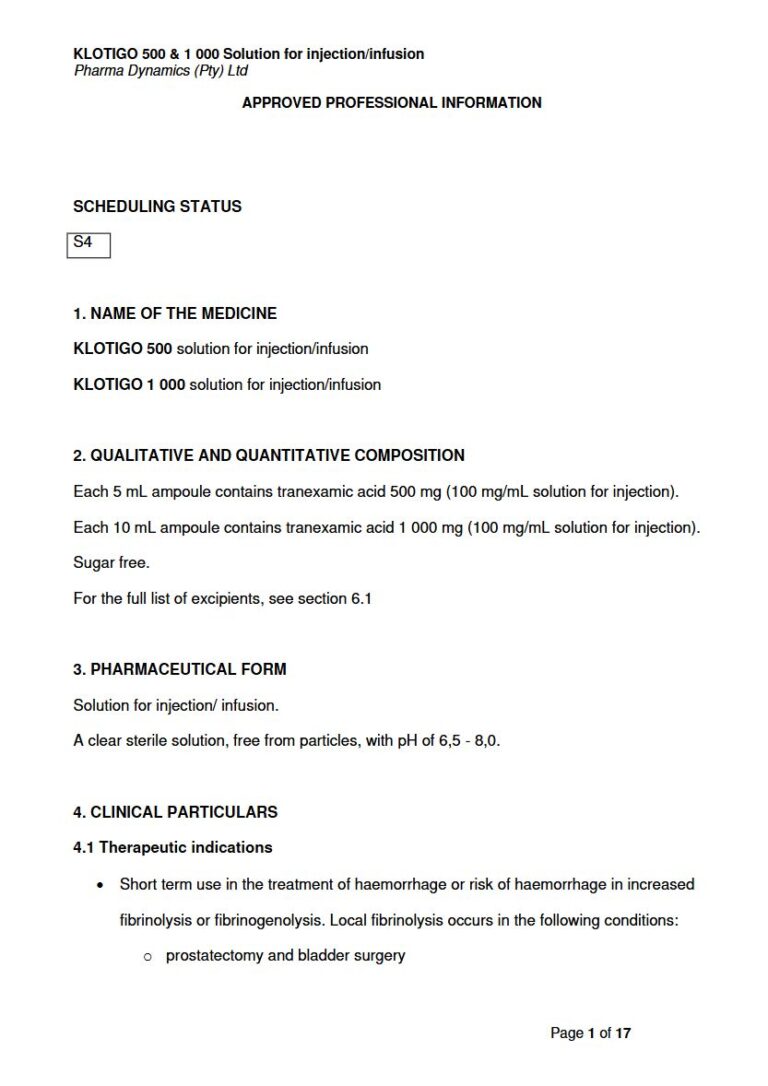 Klotigo 500 mg,1 000 mg Solution for injection/ infusion package insert preview