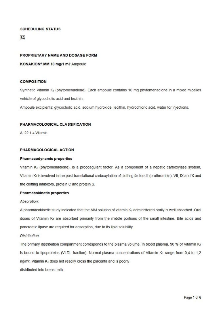 Konakion Mm 10 mg/1 mℓ Ampoule package insert preview