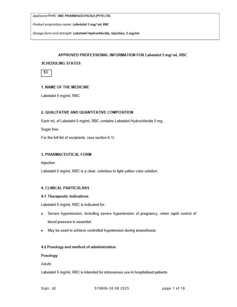 Labetalol 5 Mg Injection package insert preview