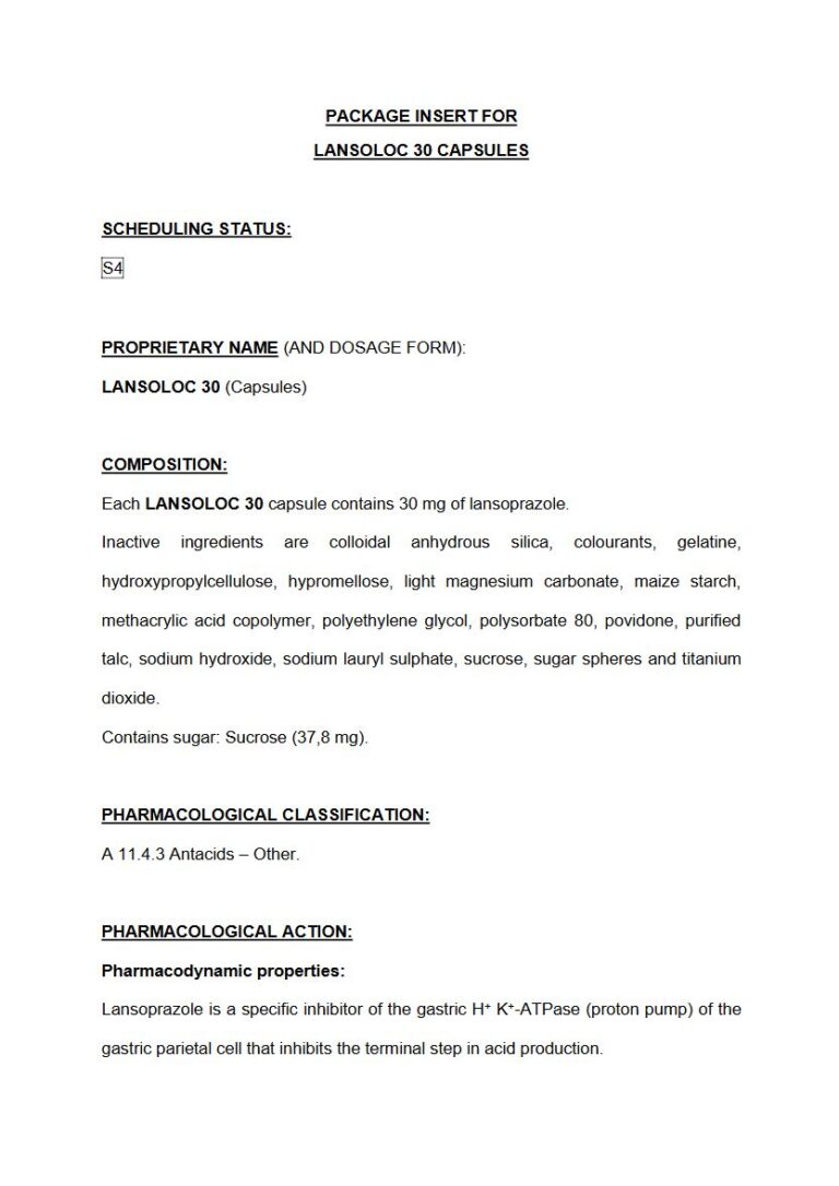 Lansoloc 30mg Capsules package insert preview