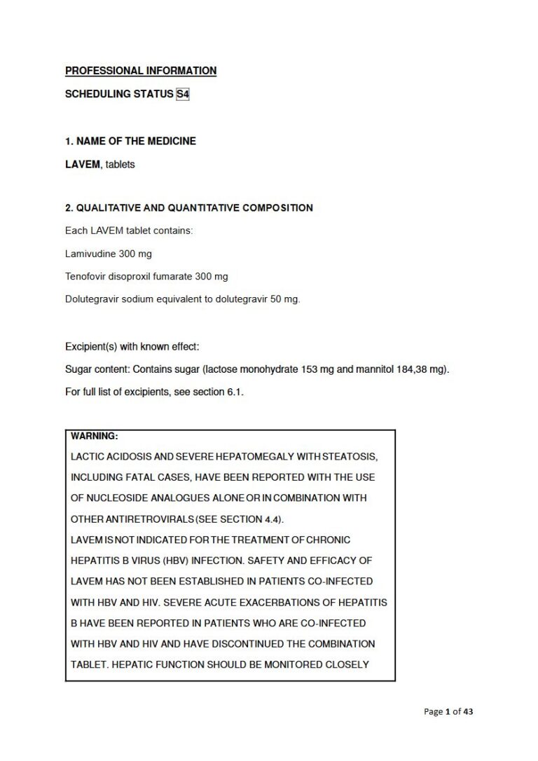 Lavem 300 mg Tablets package insert preview