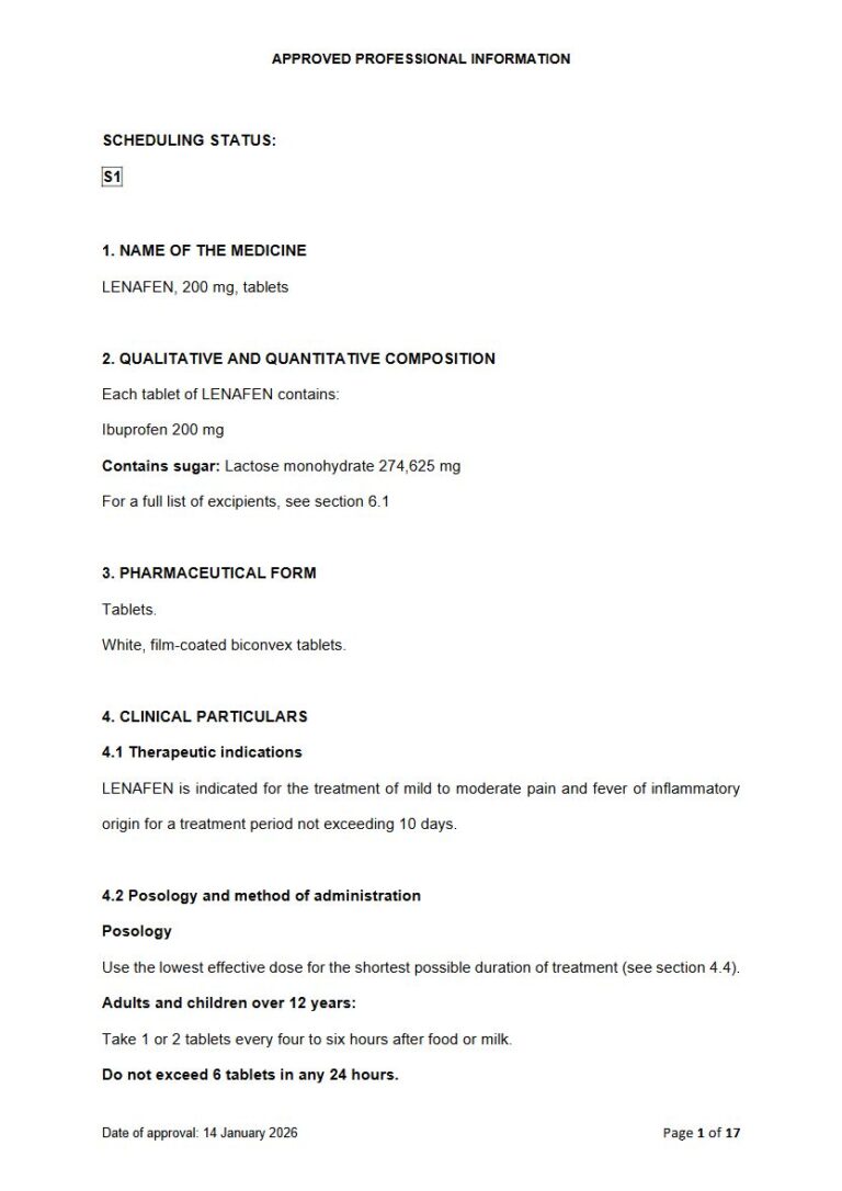 Lenafen 200 mg Tablet package insert preview