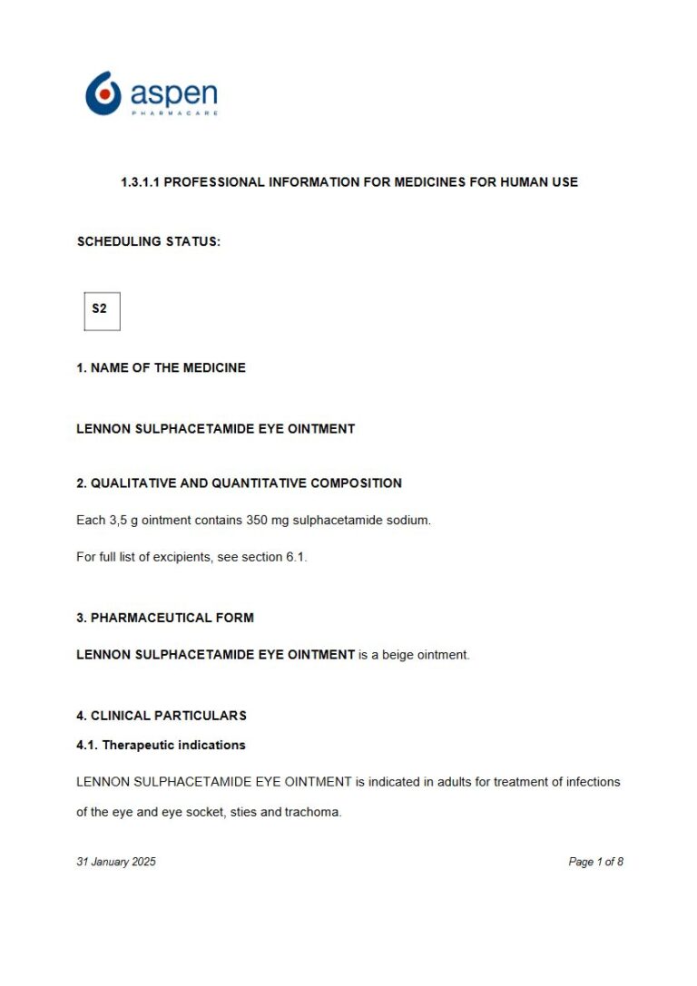 Lennon Sulphacetamide Eye 3,5 g Ointment package insert preview