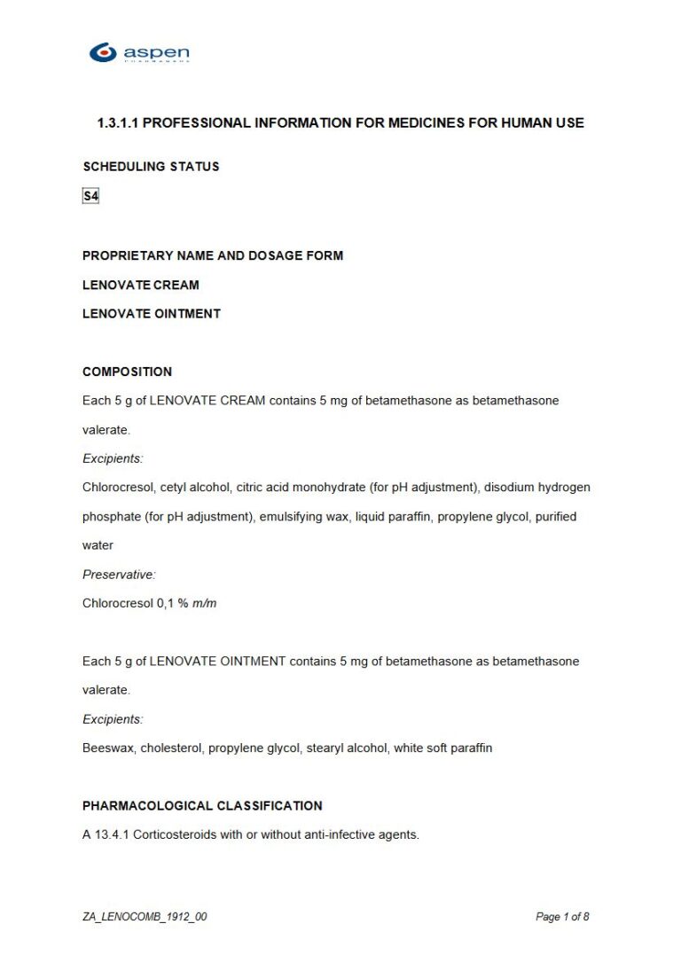 Lenovate 5 mg Cream package insert preview